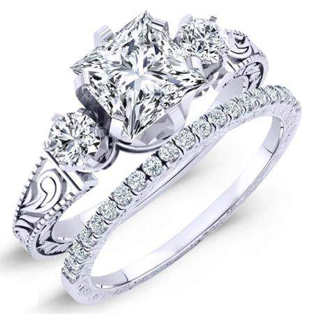 Tuberose Diamond Matching Band Only (engagement Ring Not Included) For Ring With Princess Center whitegold