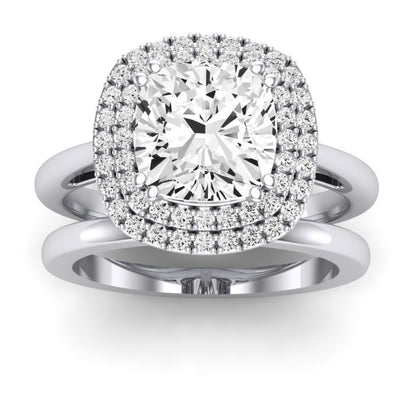 Tulip Moissanite Matching Band Only ( Engagement Ring Not Included) For Ring With Cushion Center whitegold