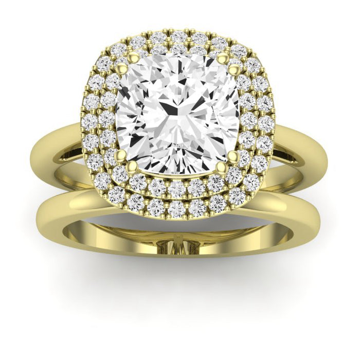 Tulip Cushion Moissanite Bridal Set yellowgold