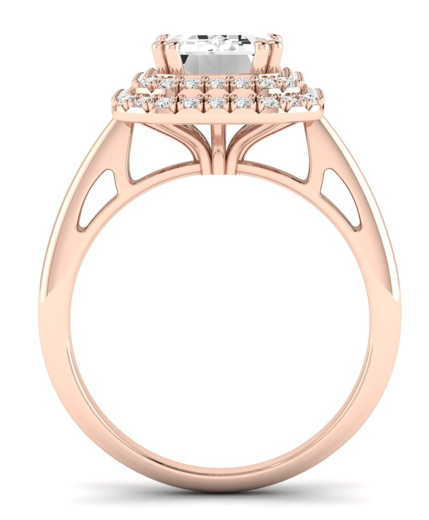 Tulip Emerald Moissanite Engagement Ring rosegold