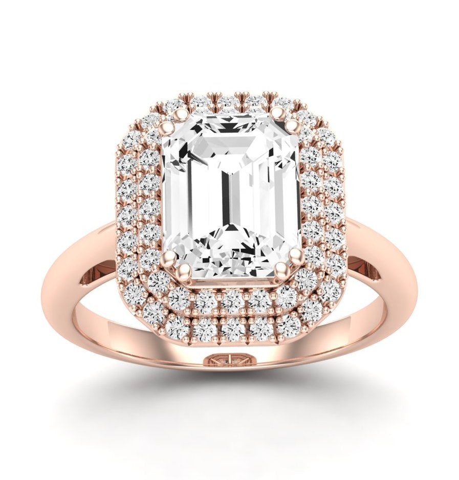 Tulip Emerald Moissanite Engagement Ring rosegold