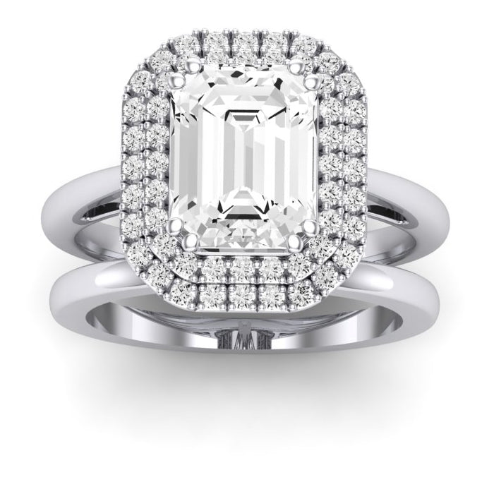 Tulip Diamond Matching Band Only ( Engagement Ring Not Included) For Ring With Emerald Center whitegold