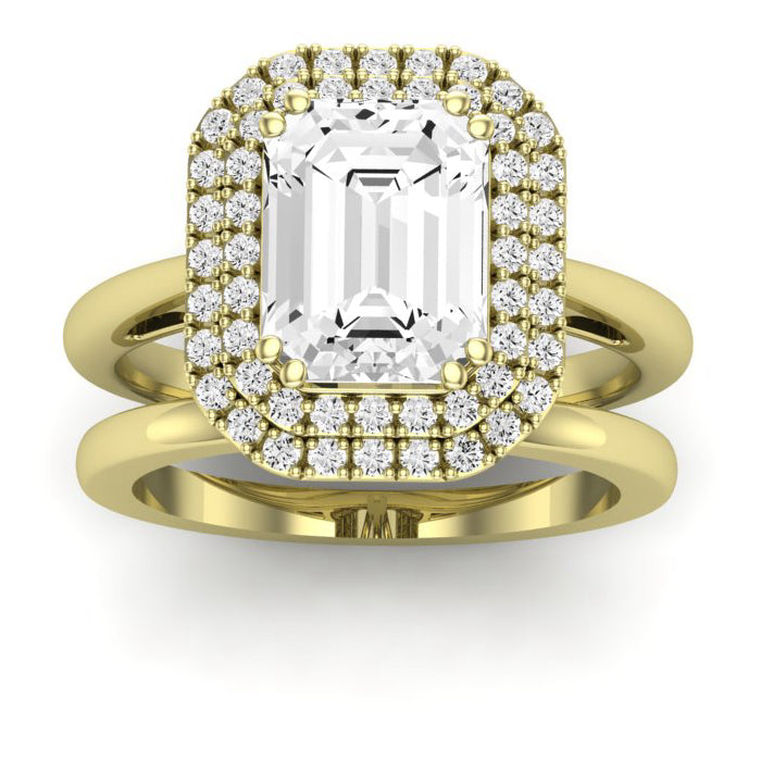 Tulip Diamond Matching Band Only ( Engagement Ring Not Included) For Ring With Emerald Center yellowgold