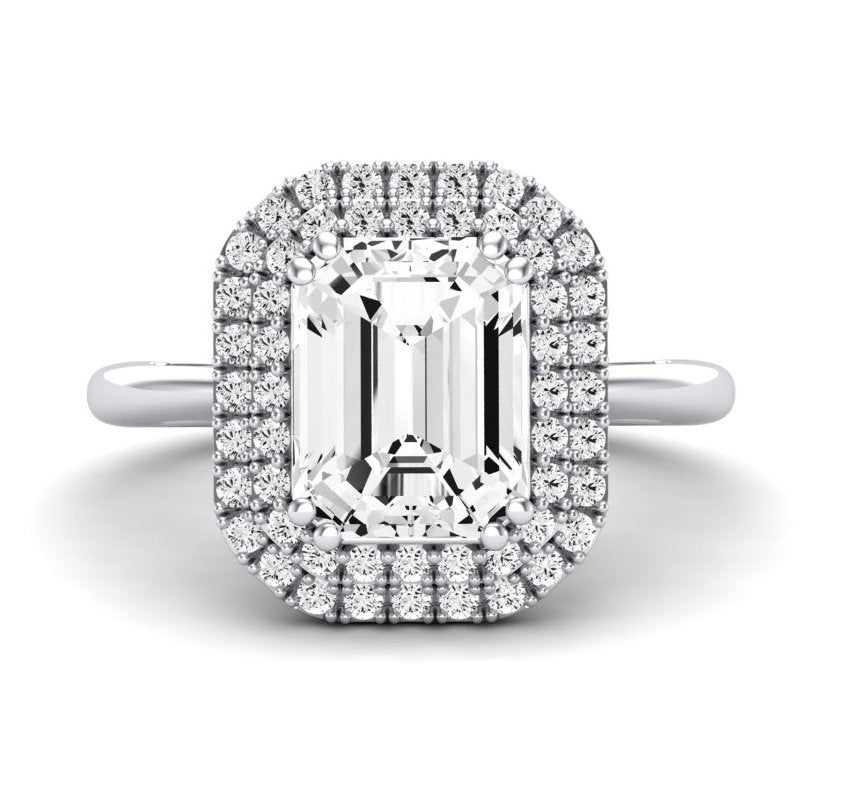 Tulip Emerald Diamond Engagement Ring (Lab Grown Igi Cert) whitegold