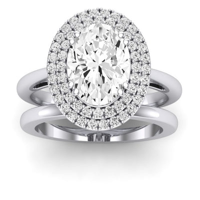 Tulip Moissanite Matching Band Only ( Engagement Ring Not Included) For Ring With Oval Center whitegold
