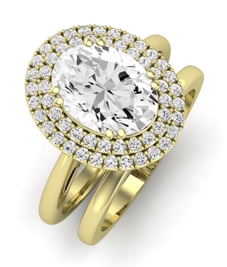 Tulip Diamond Matching Band Only ( Engagement Ring Not Included) For Ring With Oval Center yellowgold