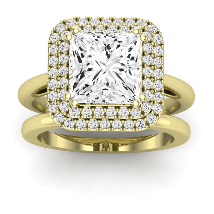 Tulip Moissanite Matching Band Only (does Not Include Engagement Ring) For Ring With Princess Center yellowgold