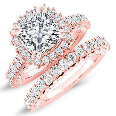Varda Moissanite Matching Band Only (engagement Ring Not Included) For Ring With Princess Center rosegold