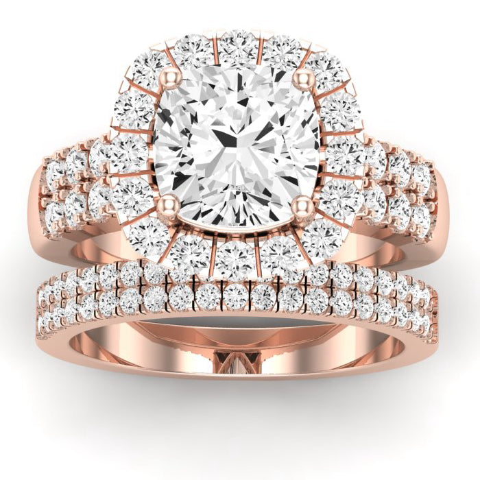 Velvet Moissanite Matching Band Only (does Not Include Engagement Ring)  For Ring With Cushion Center rosegold