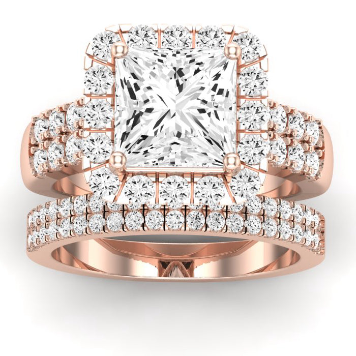 Velvet Moissanite Matching Band Only (does Not Include Engagement Ring)  For Ring With Princess Center rosegold