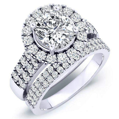 Velvet Cushion Moissanite Bridal Set whitegold