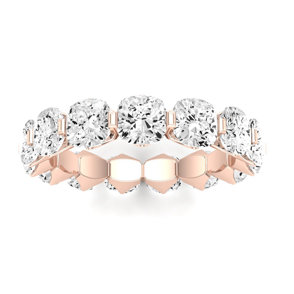Silk Cushion Cut Moissanite Eternity Band rosegold