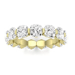 Silk Cushion Cut Moissanite Eternity Band yellowgold