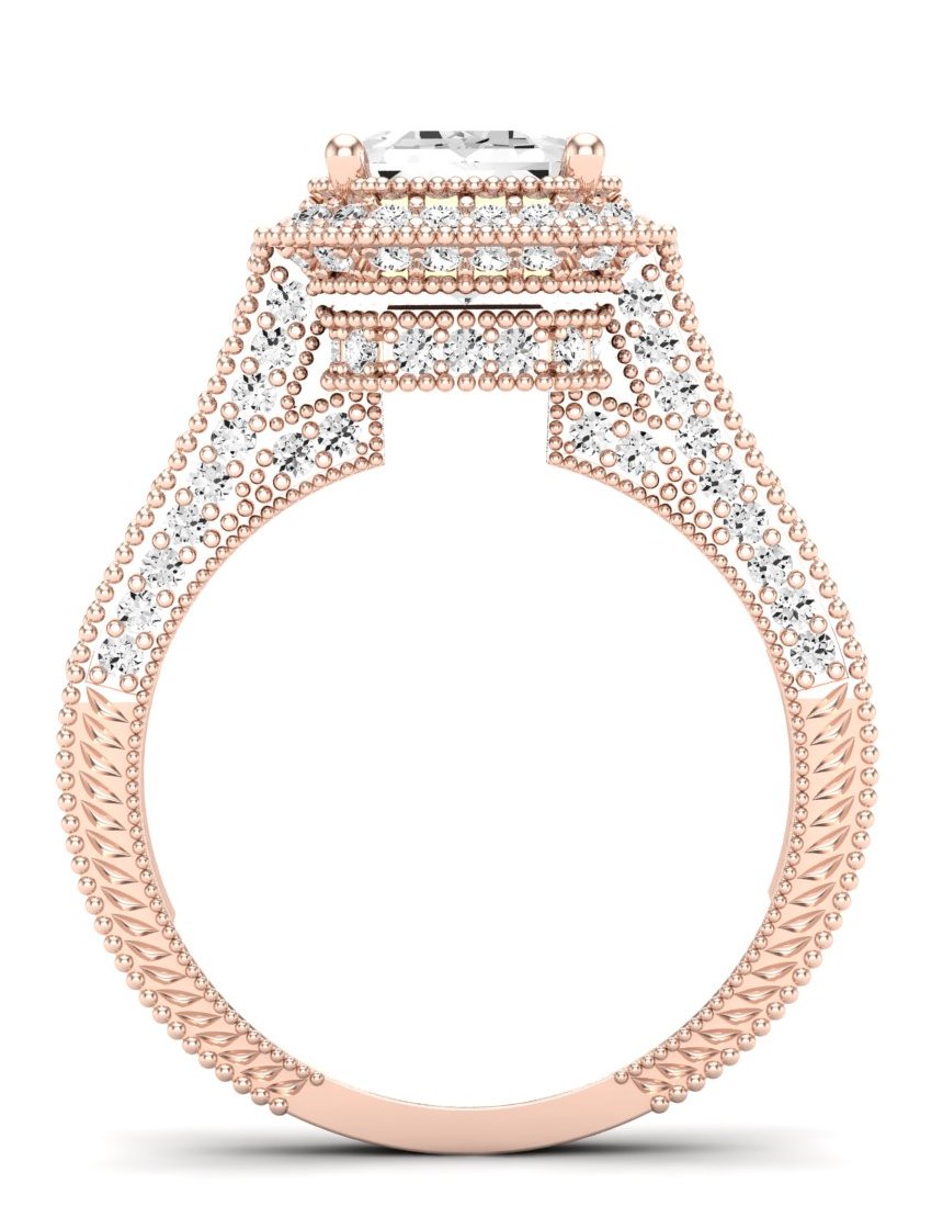 Wallflower Emerald Diamond Engagement Ring (Lab Grown Igi Cert) rosegold