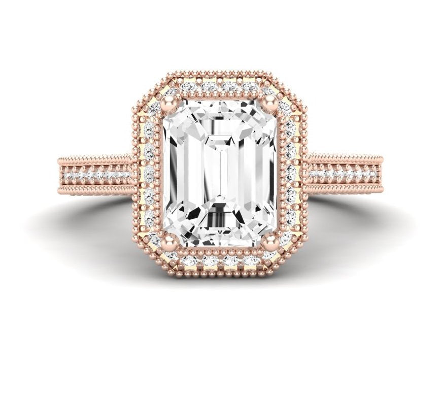 Wallflower Emerald Moissanite Engagement Ring rosegold