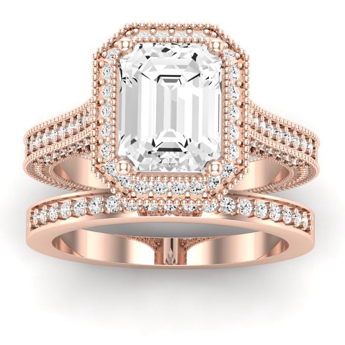 Wallflower Diamond Matching Band Only ( Engagement Ring Not Included) For Ring With Emerald Center rosegold