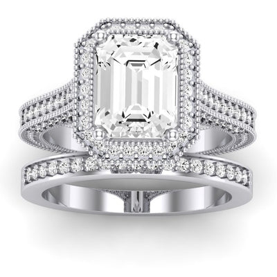 Wallflower Diamond Matching Band Only ( Engagement Ring Not Included) For Ring With Emerald Center whitegold