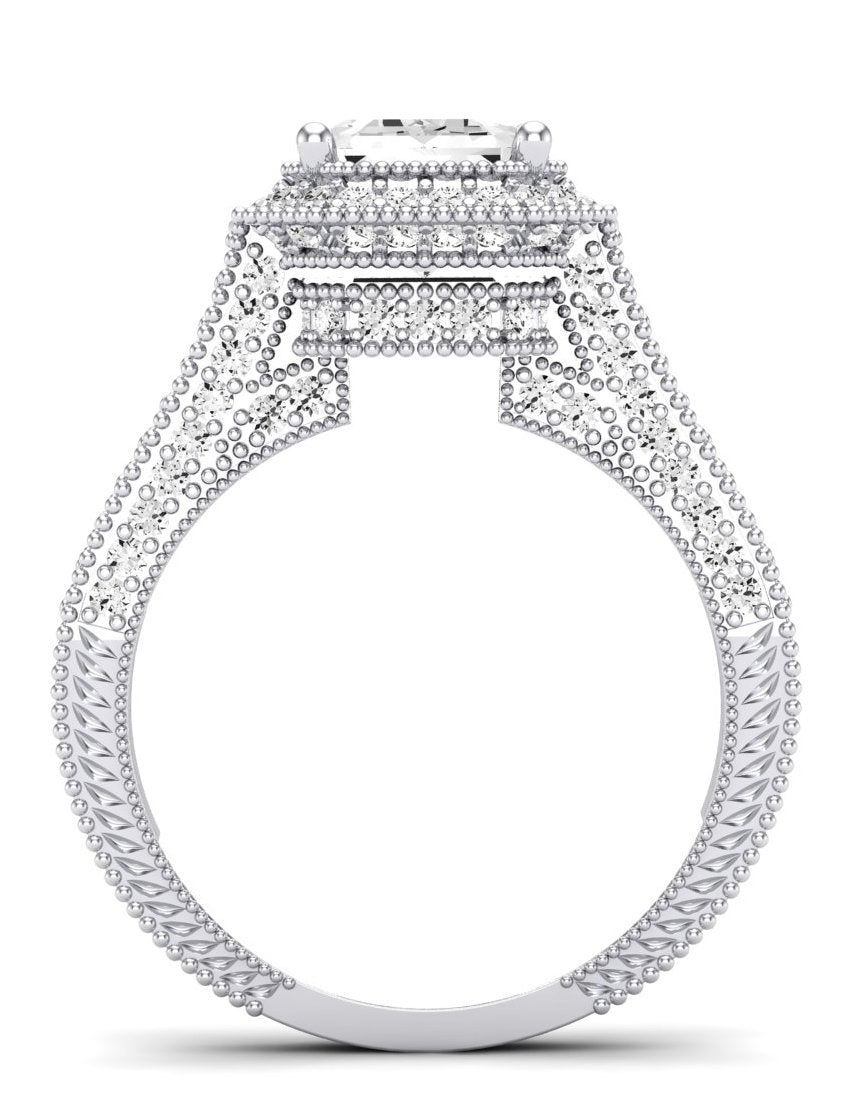 Wallflower Emerald Diamond Engagement Ring (Lab Grown Igi Cert) whitegold