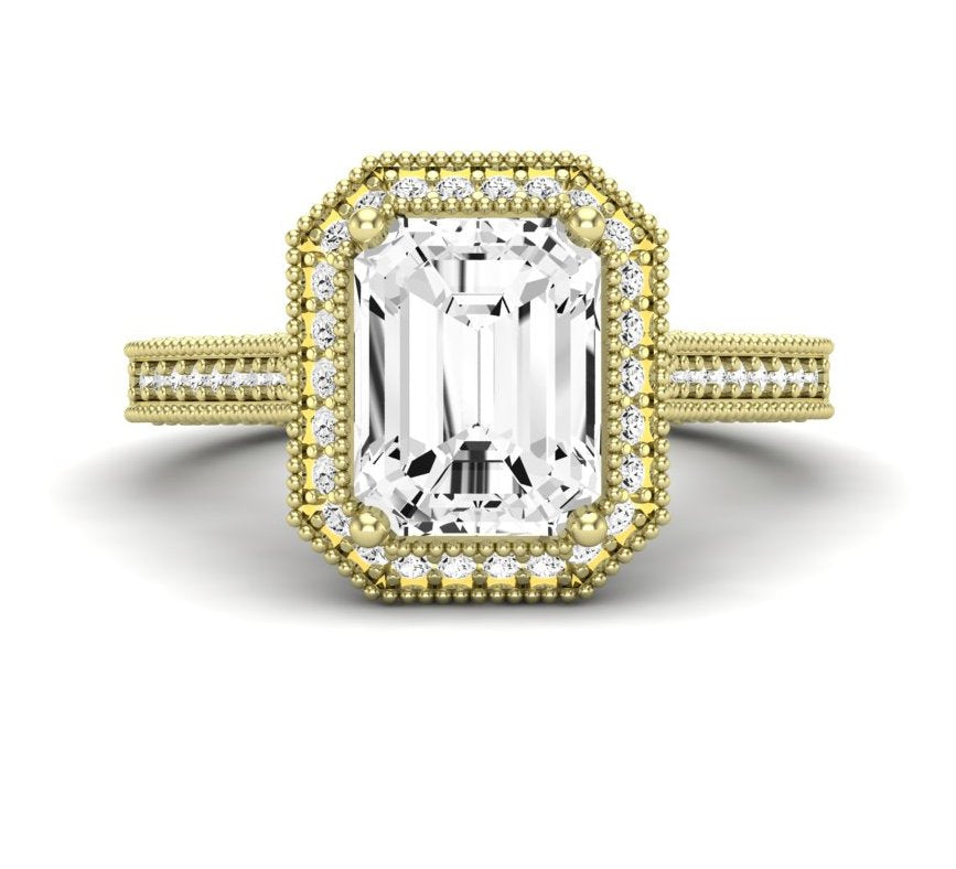 Wallflower Emerald Diamond Engagement Ring (Lab Grown Igi Cert) yellowgold