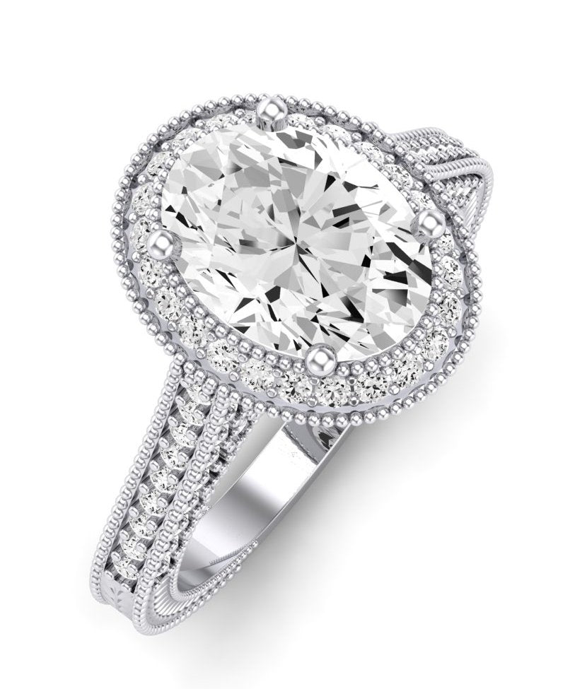 Wallflower Oval Moissanite Engagement Ring whitegold