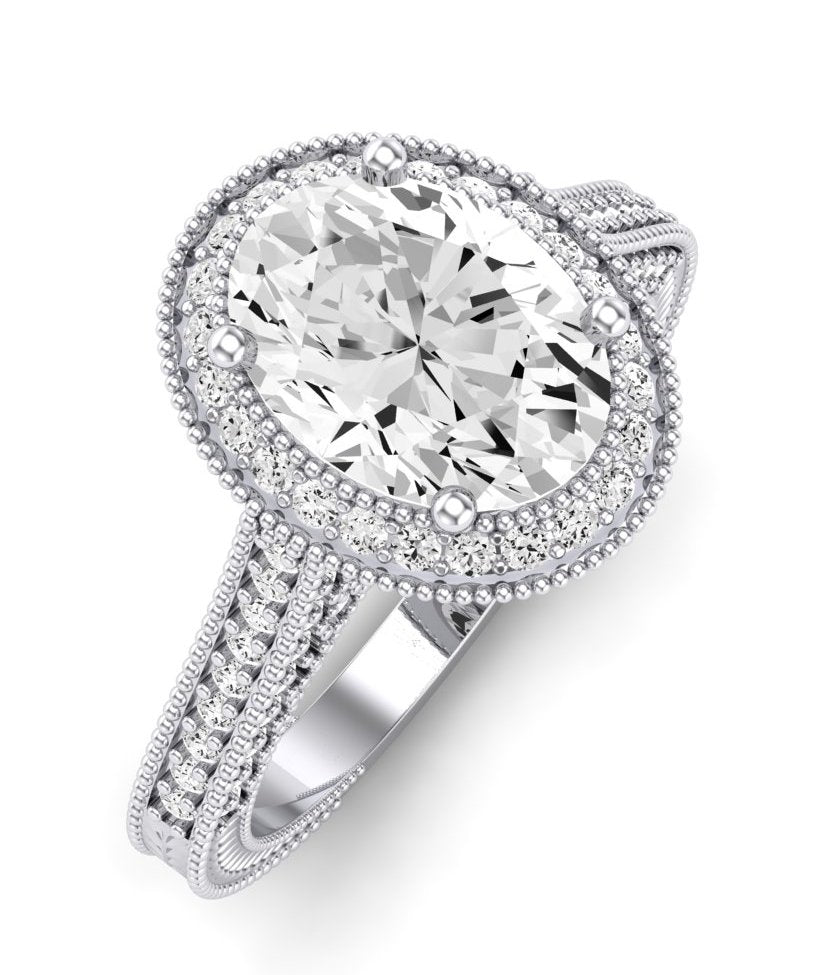 Wallflower Oval Diamond Engagement Ring (Lab Grown Igi Cert) whitegold