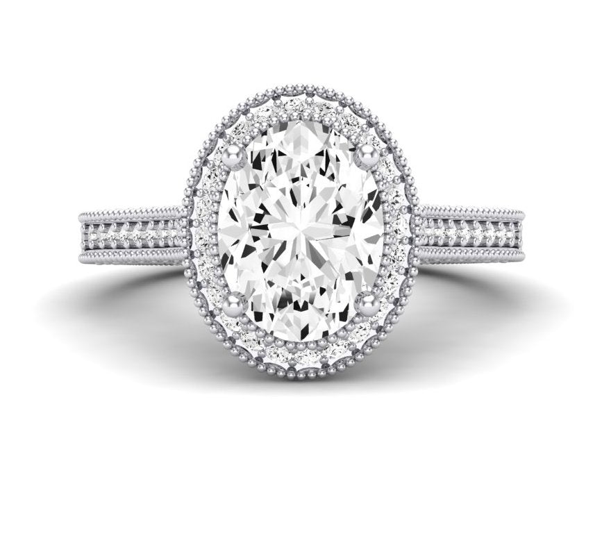 Wallflower Oval Moissanite Engagement Ring whitegold