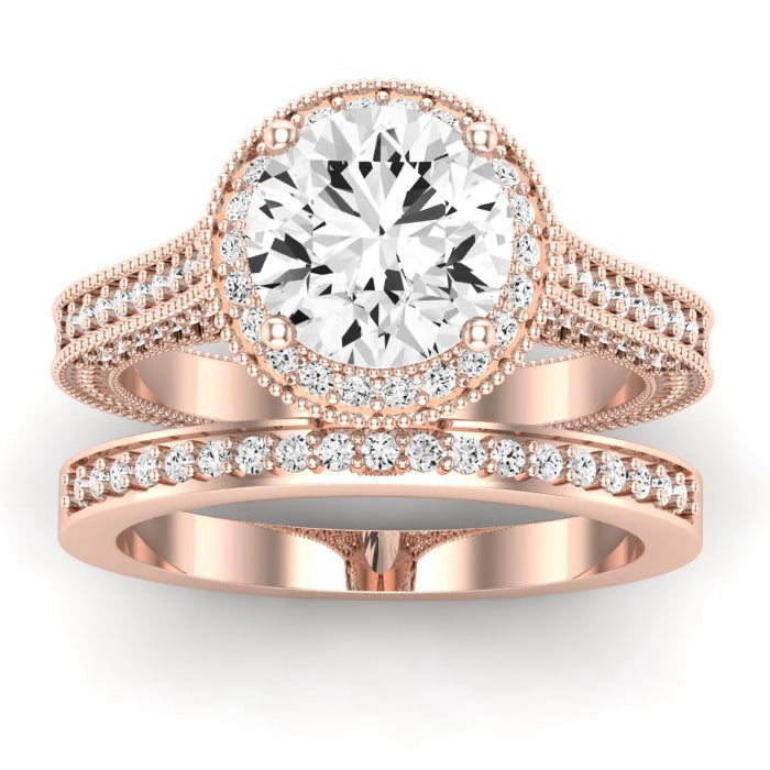 Wallflower Diamond Matching Band Only (does Not Include Engagement Ring) For Ring With Round Center rosegold