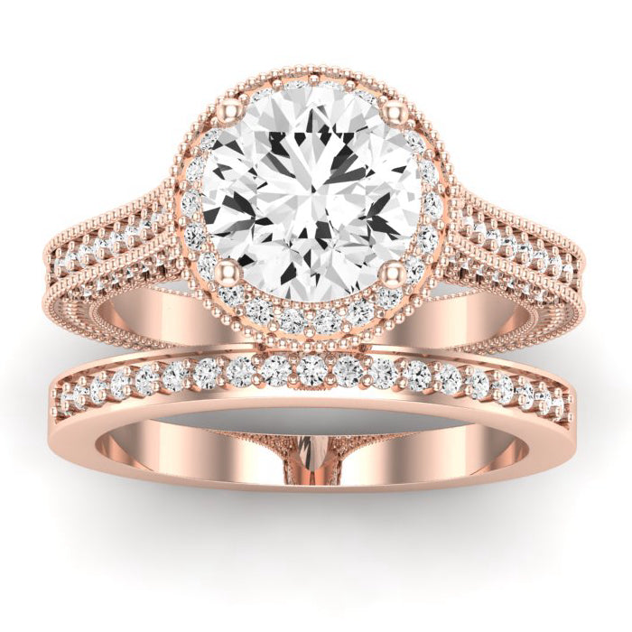 Wallflower Moissanite Matching Band Only (does Not Include Engagement Ring) For Ring With Round Center rosegold