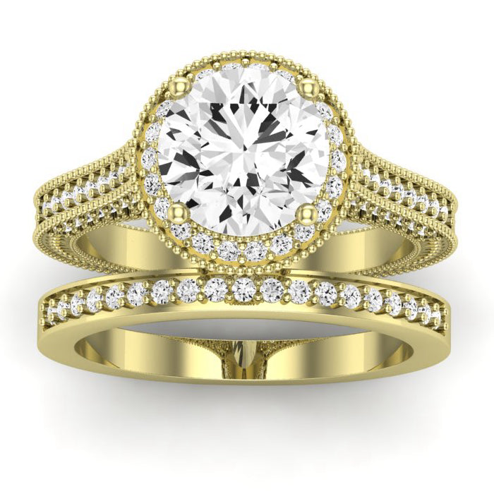 Wallflower Diamond Matching Band Only (does Not Include Engagement Ring) For Ring With Round Center yellowgold