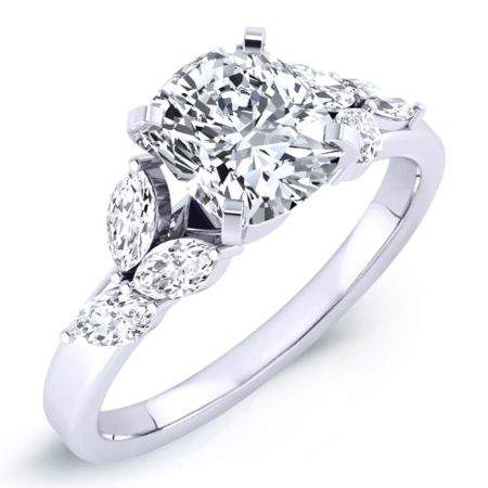 Wisteria Cushion Moissanite Engagement Ring whitegold