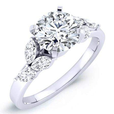 Wisteria Round Moissanite Engagement Ring whitegold