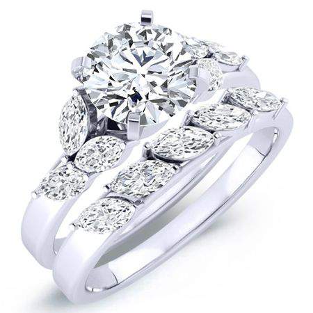Wisteria Moissanite Matching Band Only (engagement Ring Not Included) For Ring With Round Center whitegold