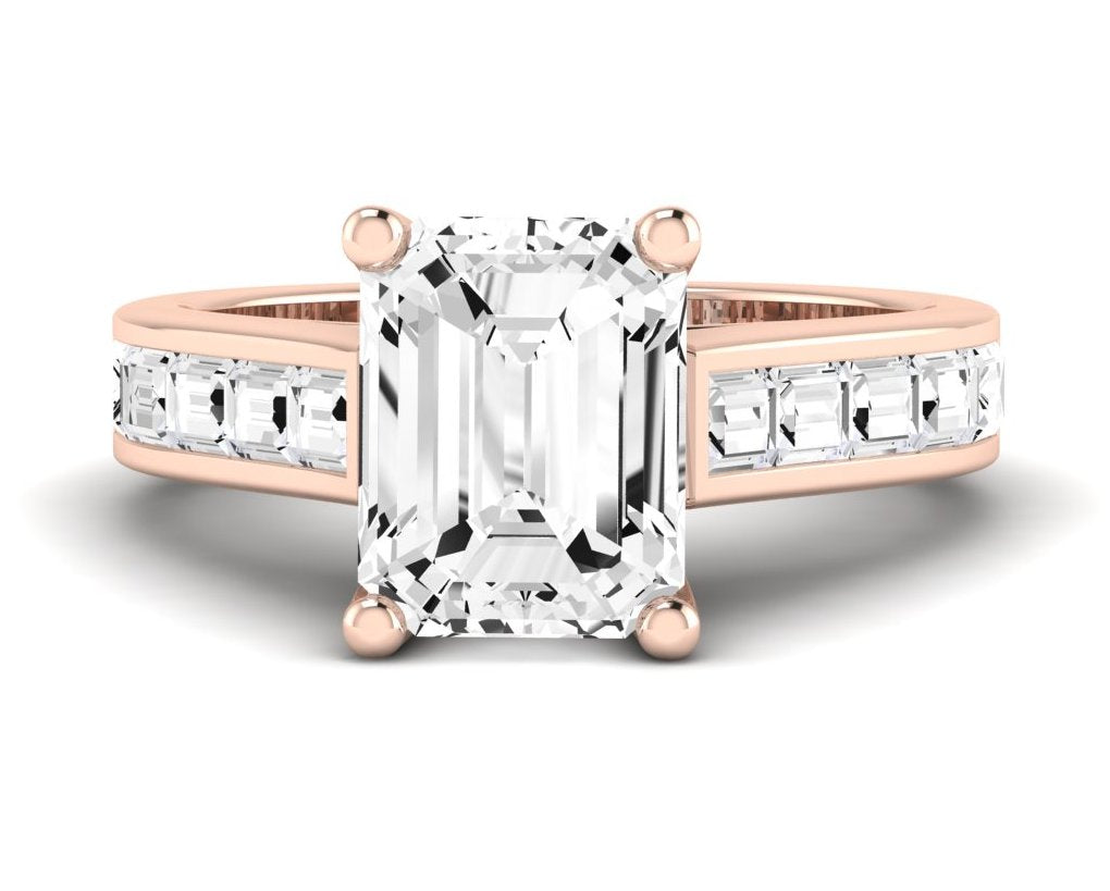 Yarrow Emerald Moissanite Engagement Ring rosegold