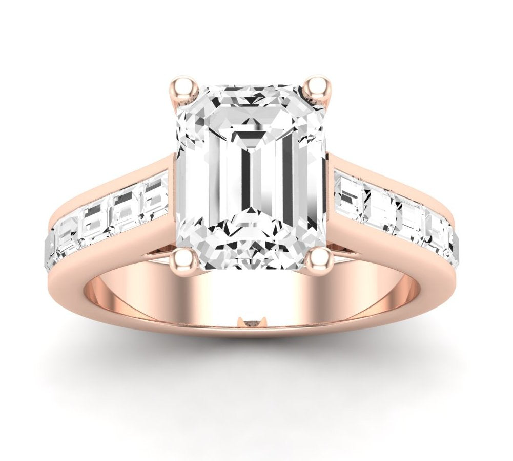 Yarrow Emerald Moissanite Engagement Ring rosegold