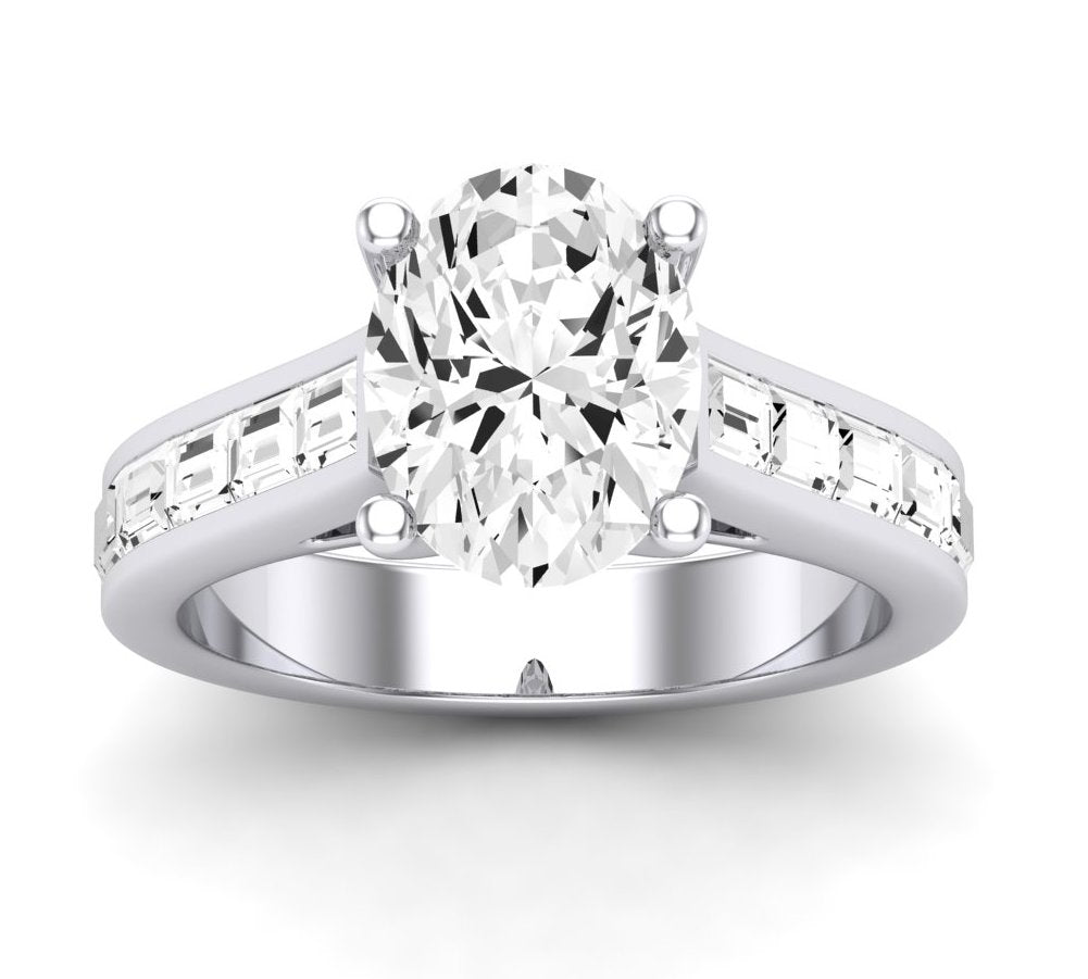 Yarrow - Oval Lab Diamond Engagement Ring VS2 F (IGI Certified) 14K White Gold / 0.50 ct Center - 1.06 ct Total Weight