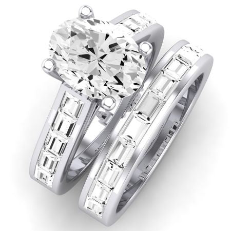 Yarrow Moissanite Matching Band Only (engagement Ring Not Included) For Ring With Oval Center whitegold