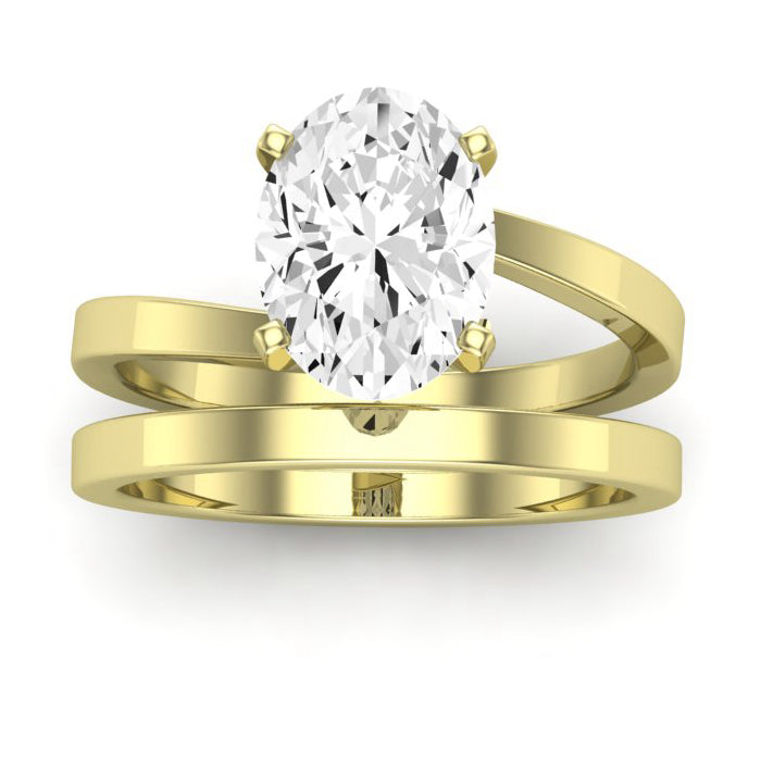 Zinnia Diamond Matching Band Only ( Engagement Ring Not Included) For Ring With Oval Center yellowgold