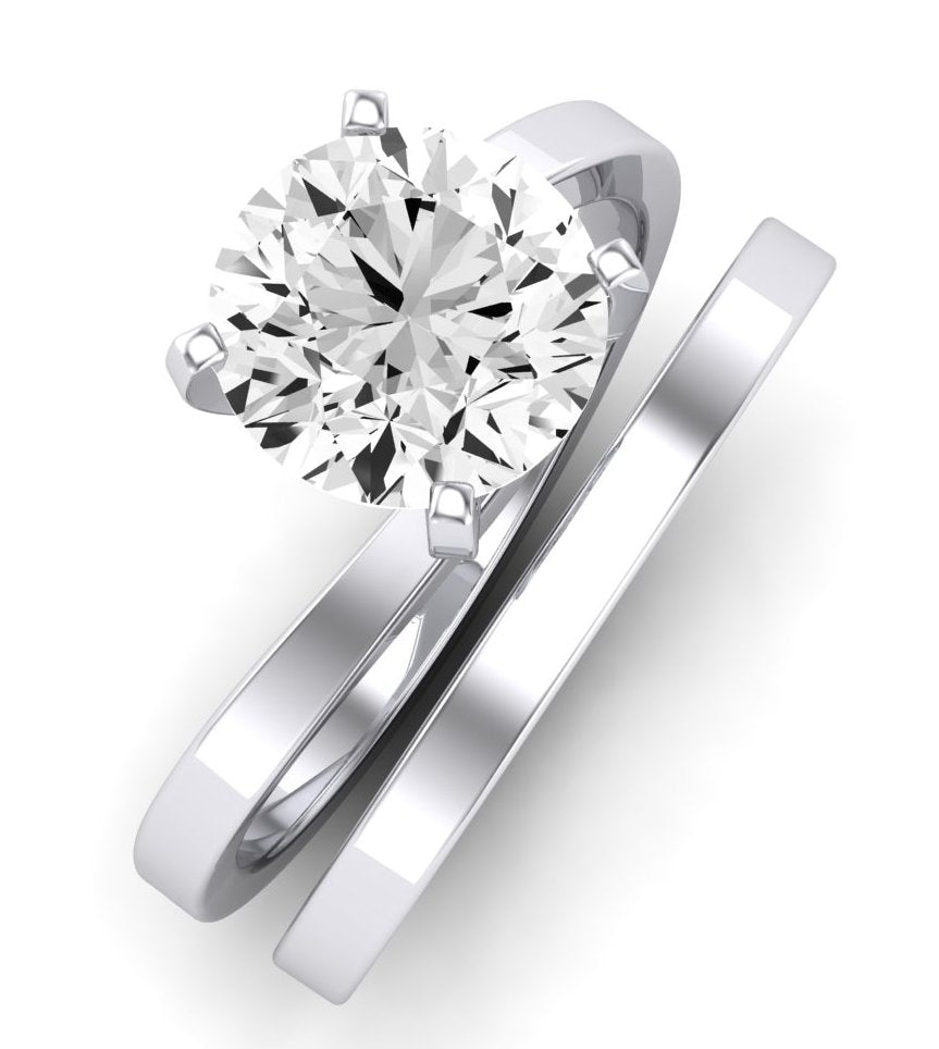Zinnia Moissanite Matching Band Only ( Engagement Ring Not Included) For Ring With Round Center whitegold